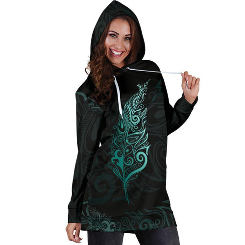 light-silver-fern-new-zealand-hoodie-dress-turquoise