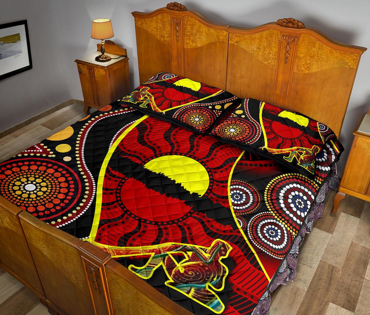 quilt-bed-set-australia-aboriginal-dots-with-didgeridoo