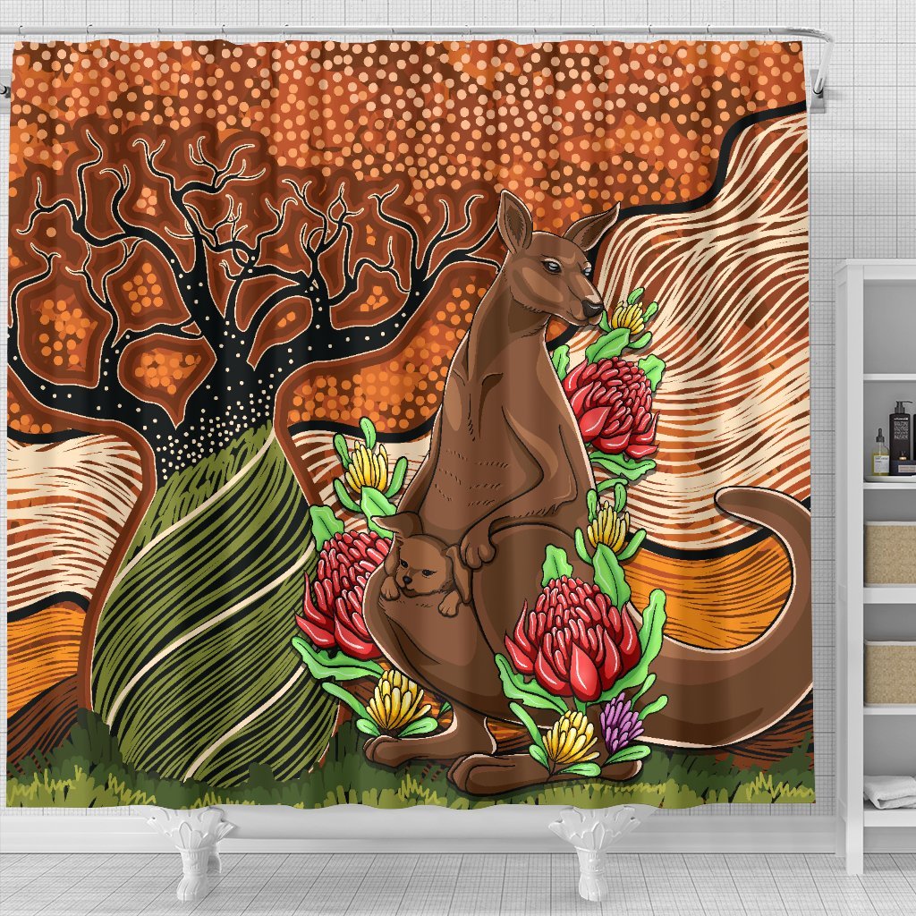 aboriginal-shower-curtain-kangaroo-with-indigenous-tree