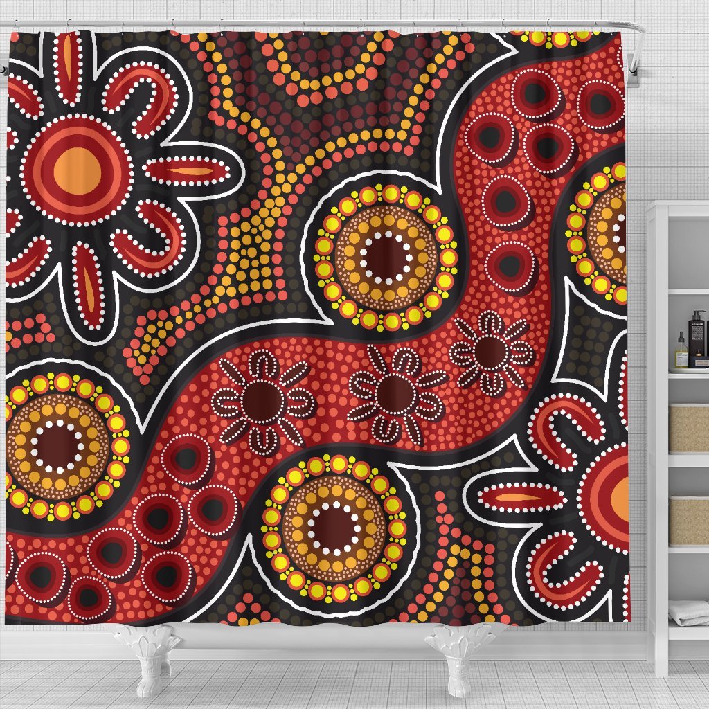 aboriginal-shower-curtain-indigenous-circle-dot-painting-style-1