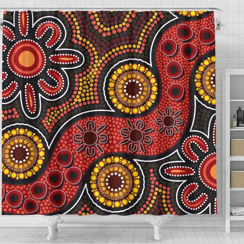 aboriginal-shower-curtain-indigenous-circle-dot-painting-style-1
