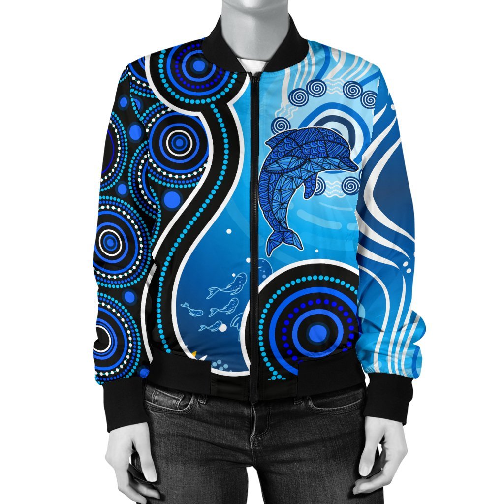 aboriginal-womens-bomber-jacket-dolphin-and-aboriginal-dot-patterns