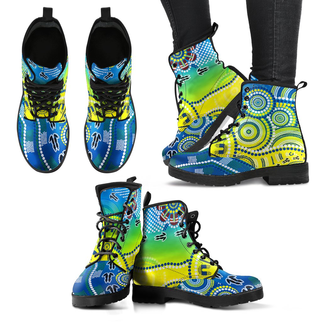 aboriginal-leather-boots-dot-painting-indigenous-circle-patterns