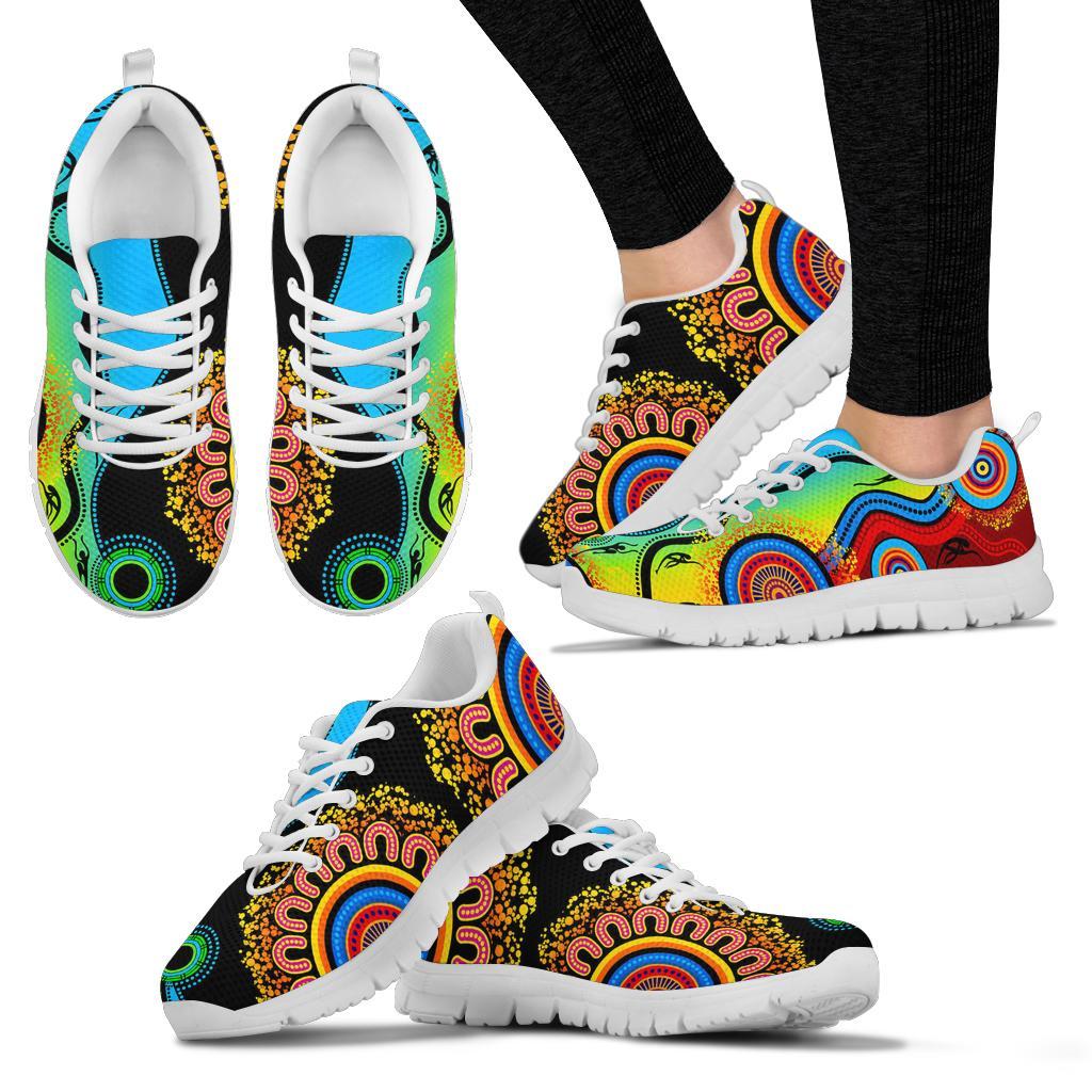 aboriginal-sneakers-flower-dot-painting-blue-dream