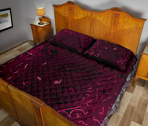 new-zealand-quilt-bed-set-maori-gods-quilt-and-pillow-cover-tumatauenga-god-of-war-pink
