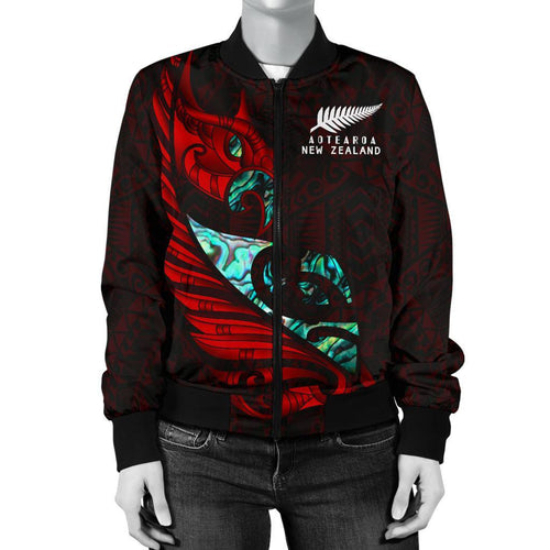 new-zealand-bomber-jacket-for-women-manaia-paua-fern-wing-red