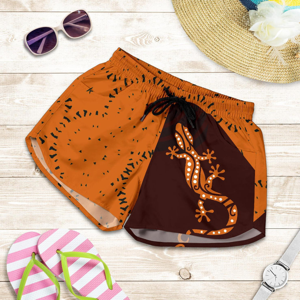 Aboriginal Women's Shorts - Lizard in Aboriginal Dreaming - Vibe Hoodie