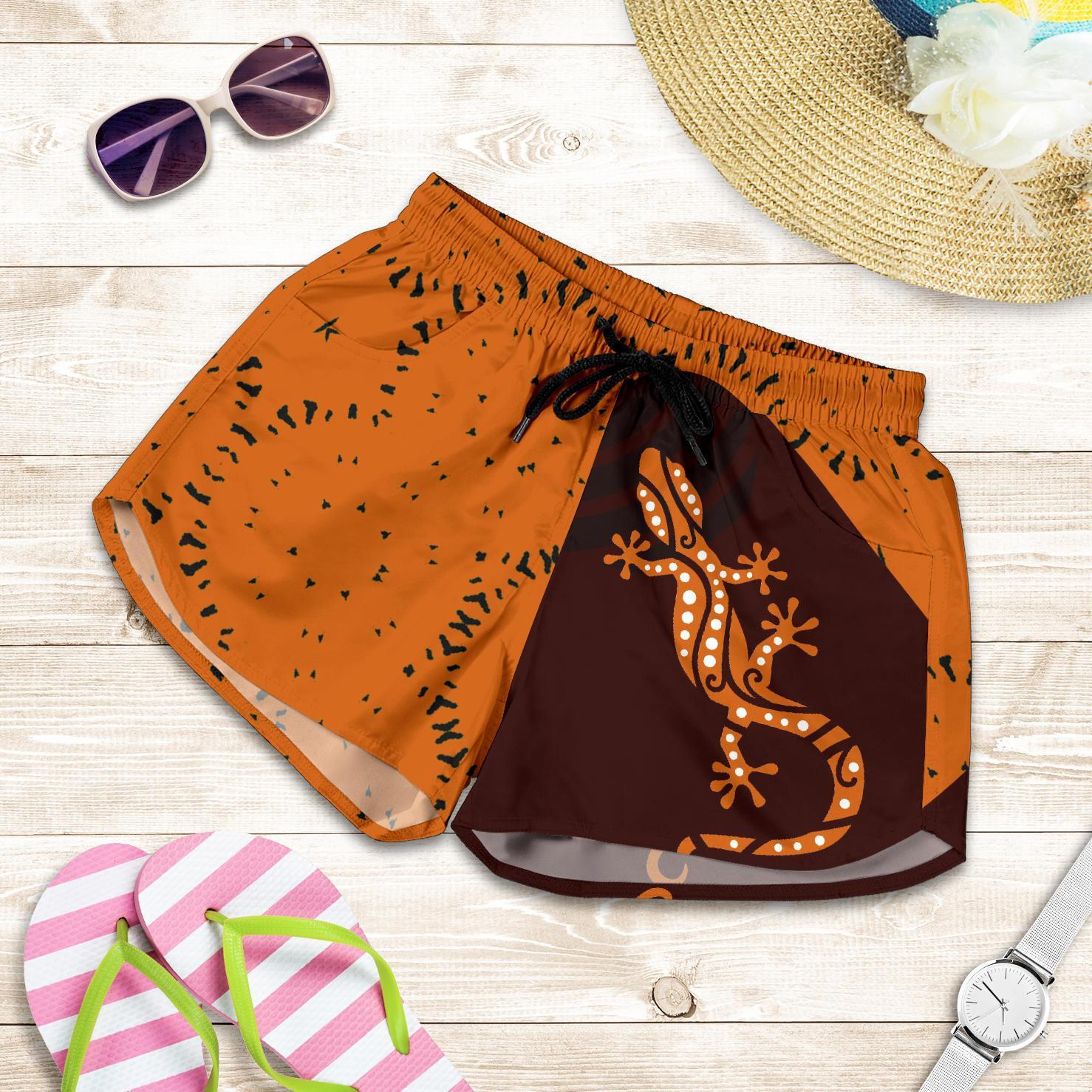 Aboriginal Women's Shorts - Lizard in Aboriginal Dreaming - Vibe Hoodie