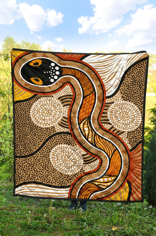 aboriginal-premium-quilt-indigenous-snake-vintage-stye