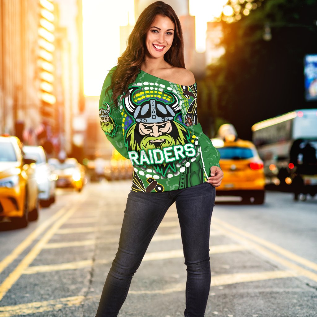 Raiders Women Off Shoulder Sweater Aboriginal - Vibe Hoodie