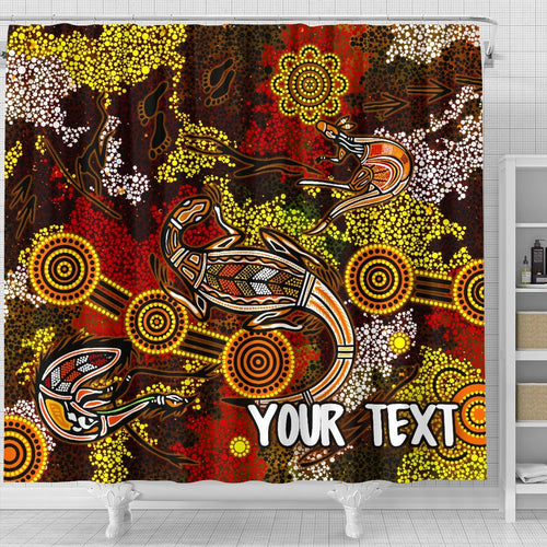 custom-aboriginal-shower-curtain-kangaroo-and-lizard-dot-painting-art