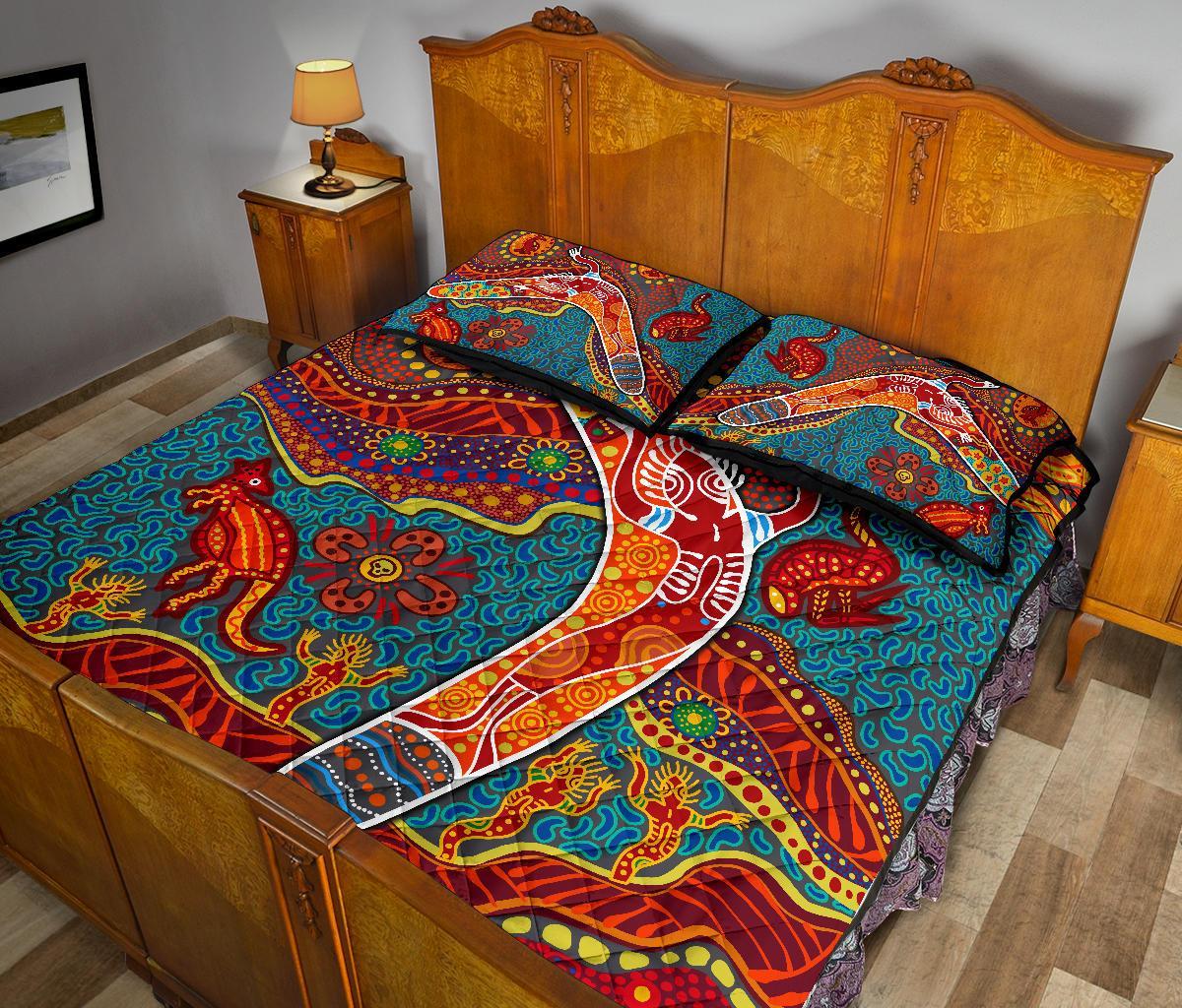 aboriginal-quilt-bed-set-indigenous-boomerang