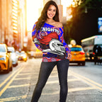 Newcastle Knights Women Off Shoulder Sweater Indigenous - Vibe Hoodie
