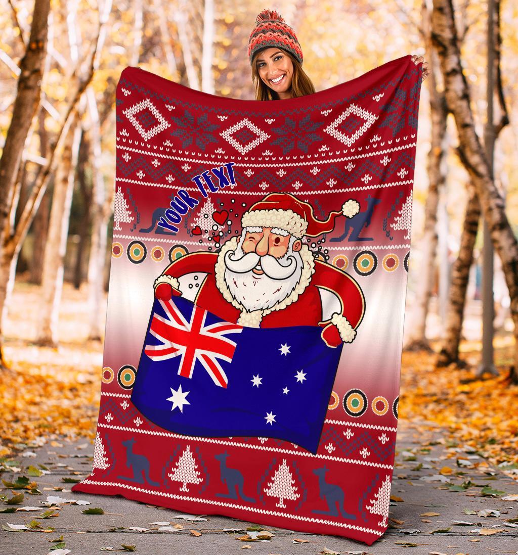 christmas-personalised-premium-blanket-australia-santa-claus-hold-the-flag-red