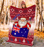 christmas-personalised-premium-blanket-australia-santa-claus-hold-the-flag-red