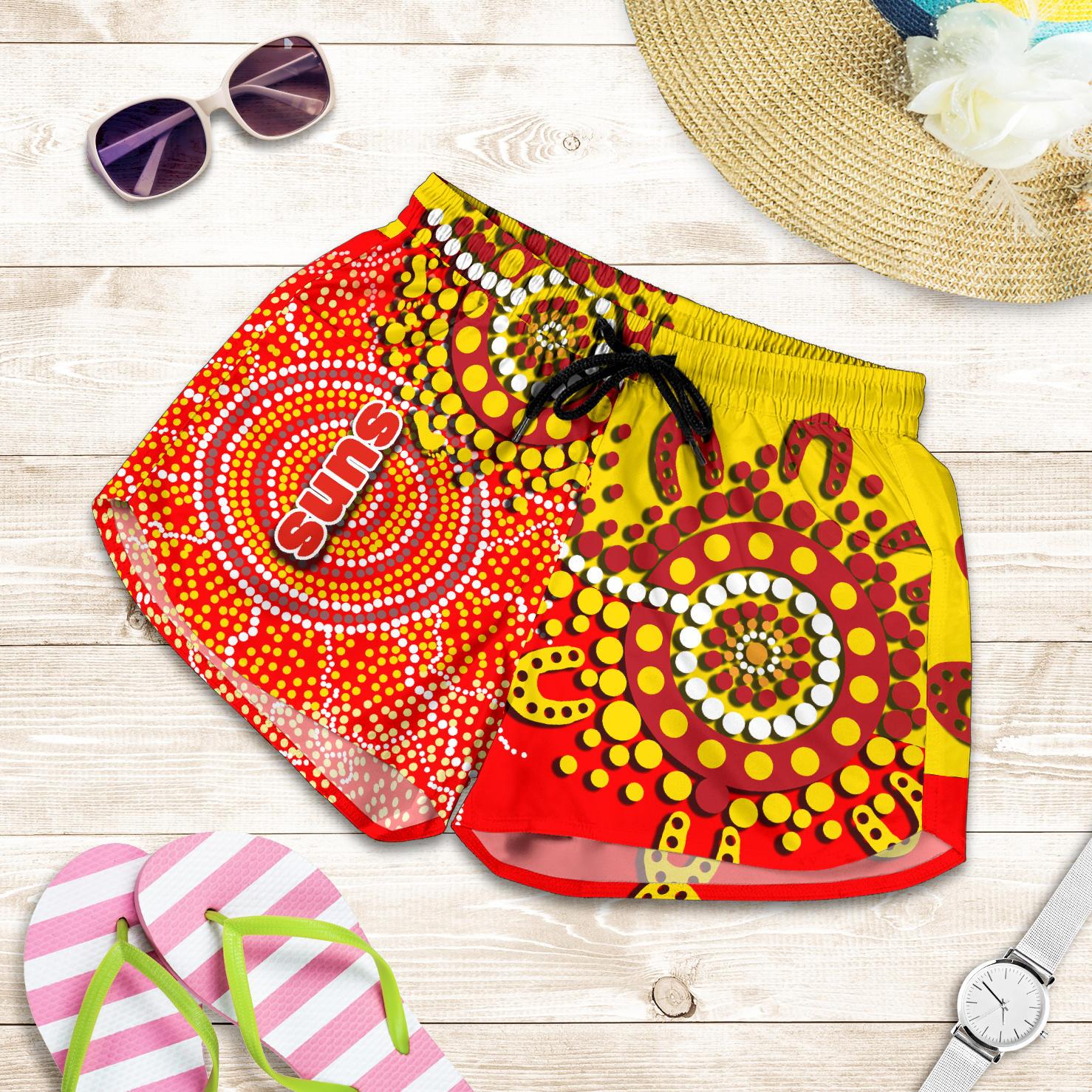 Gold Coast All Over Print Women's Shorts Sun Aboriginal - Vibe Hoodie