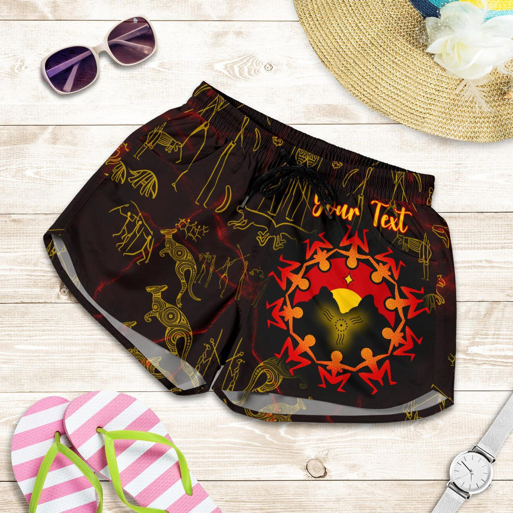 [Custom] Aboriginal Women's Shorts - Australia Map and Indigenous Flag - Vibe Hoodie