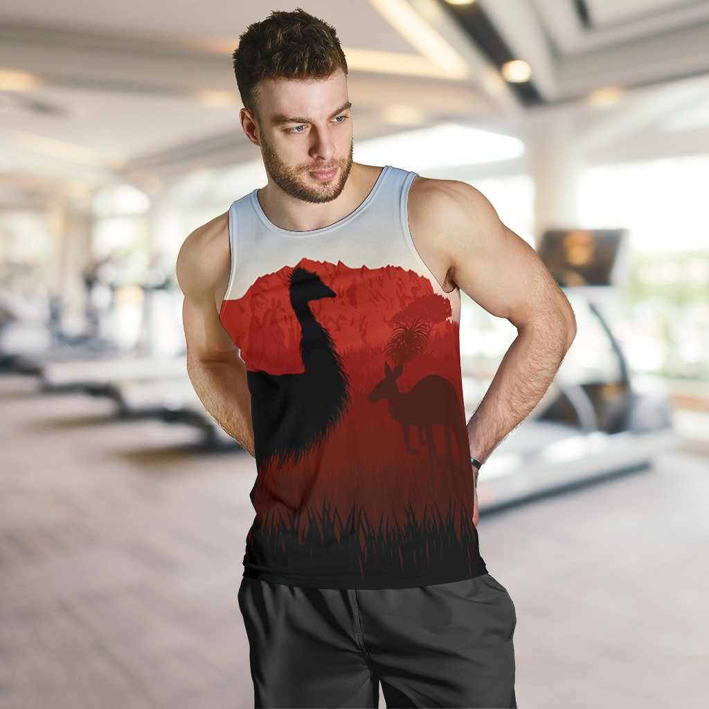 mens-tank-top-australian-nature-with-emu-and-kangaroo