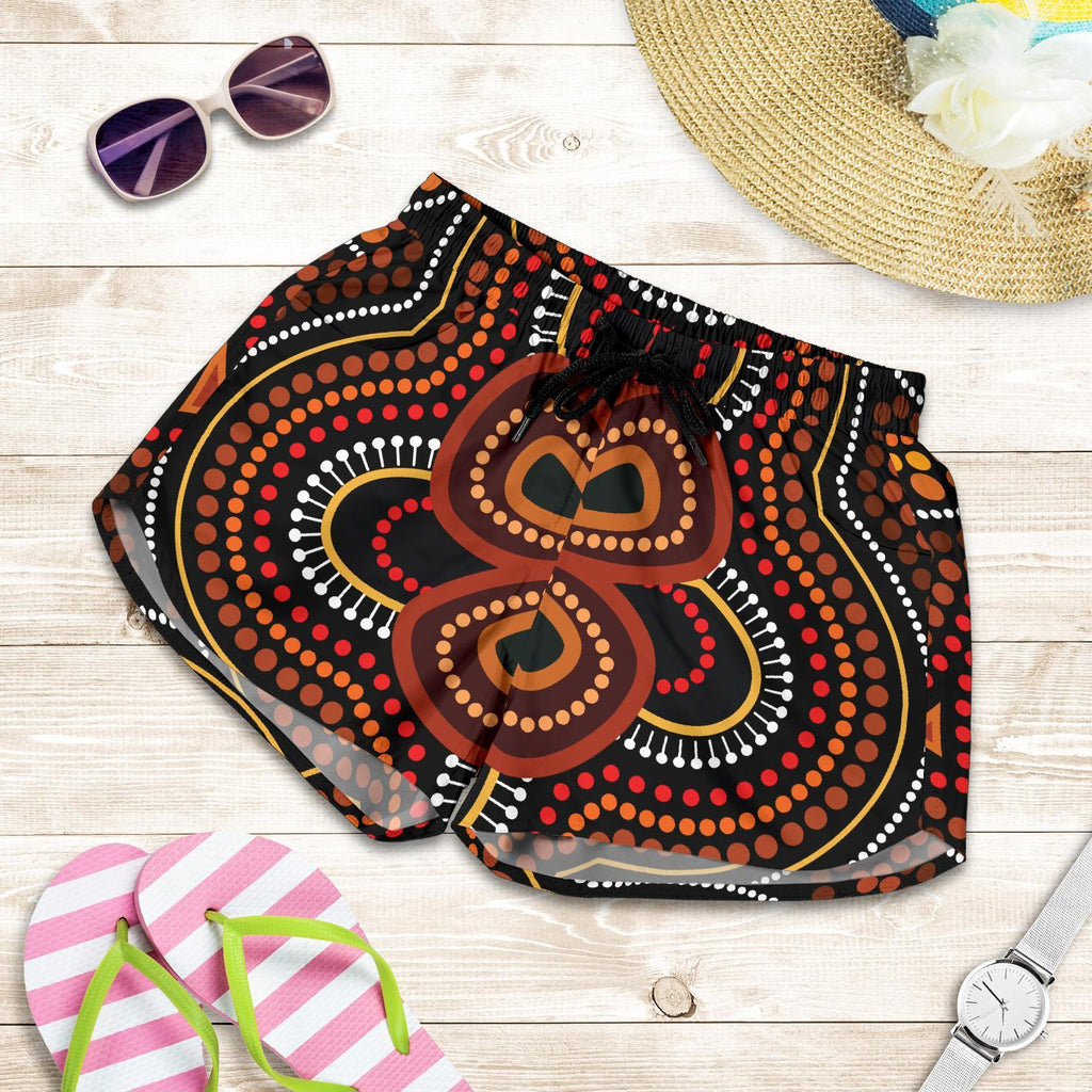 ABoriginal Women's Short - Aboriginal Dot Painting Flowers Style Ver02 - Vibe Hoodie
