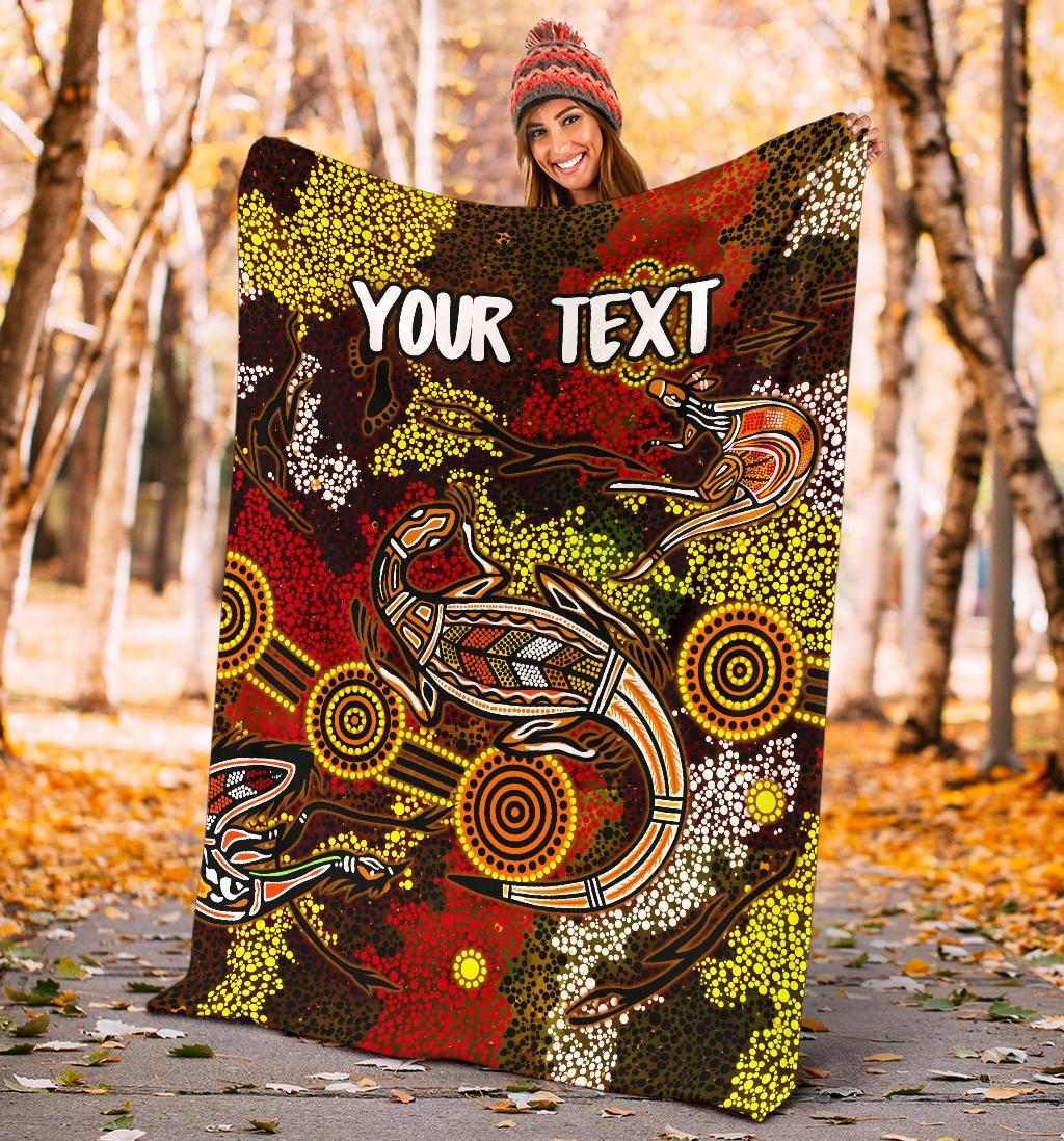 custom-aboriginal-premium-blanket-kangaroo-and-lizard-dot-painting-art