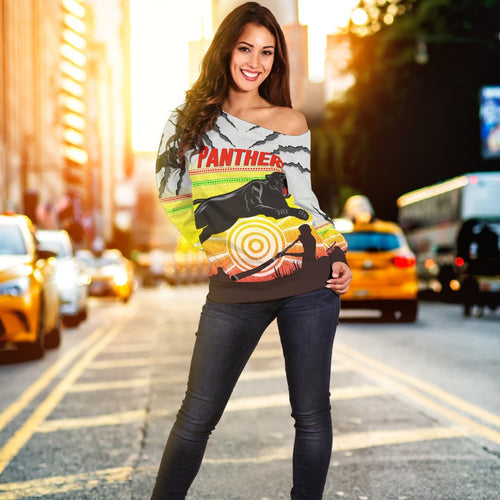Panthers Off Shoulder Sweater Indigenous Setting Sun - Vibe Hoodie