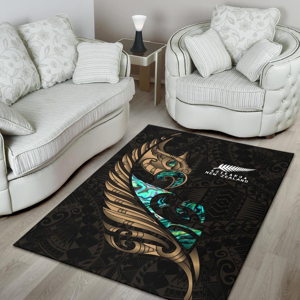 new-zealand-area-rug-manaia-paua-fern-wing-gold