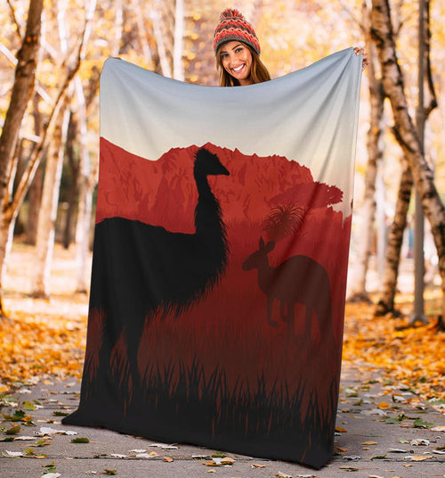 premium-blanket-australian-nature-with-emu-and-kangaroo