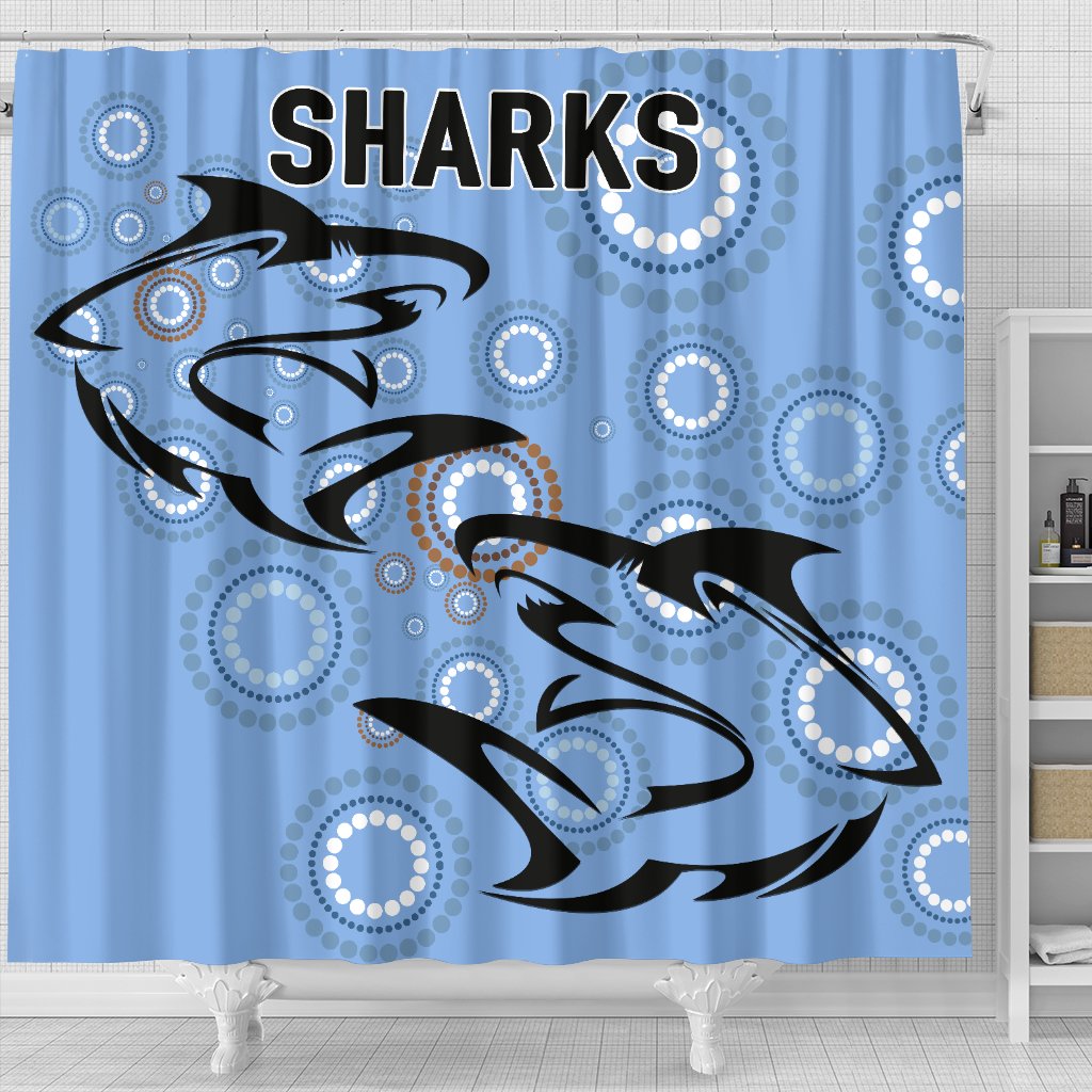 cronulla-shower-curtain-sharks-unique-indigenous