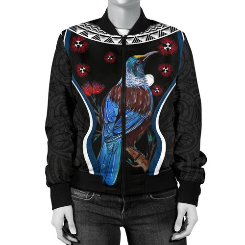 new-zealand-tui-bird-women-bomber-jacket-pohutukawa-black