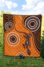 aboriginal-premium-quilt-australia-orange-lizard-aboriginal-art