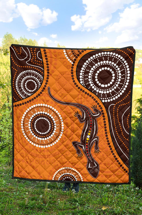 aboriginal-premium-quilt-australia-orange-lizard-aboriginal-art