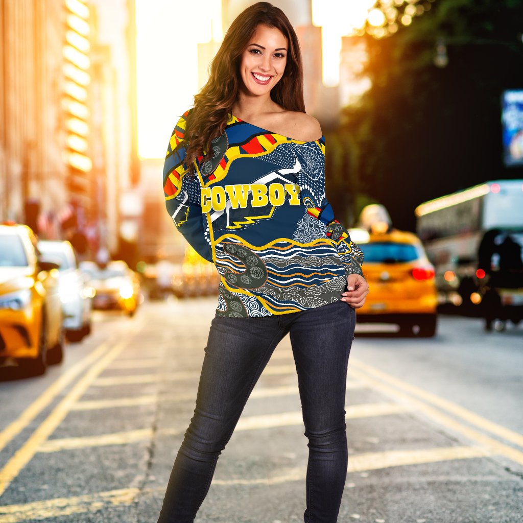 Cowboys Women Off Shoulder Sweater Unique Indigenous - Vibe Hoodie