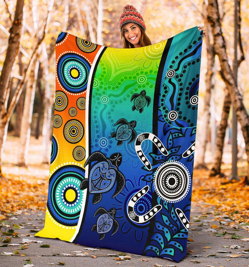 aboriginal-premium-blanket-indigenous-turtle-dot-painting-art
