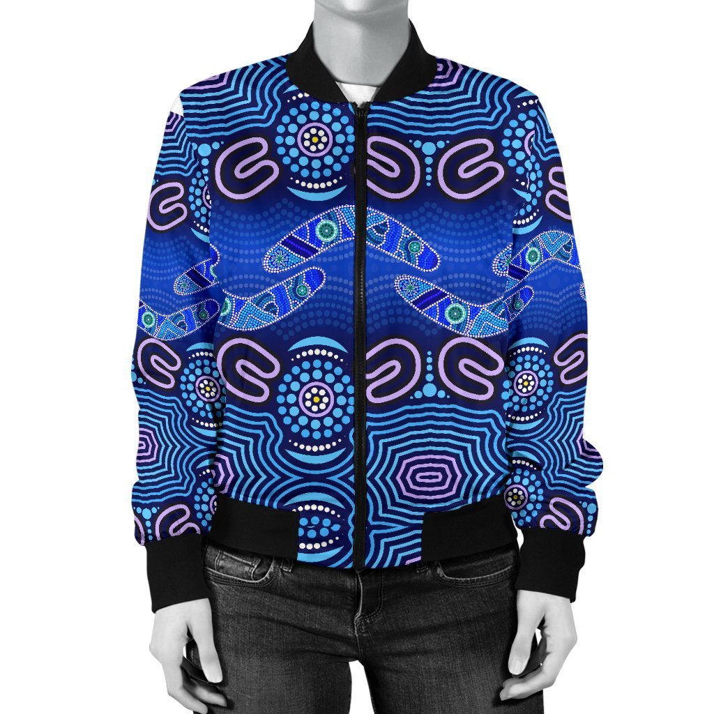 aboriginal-womens-bomber-jacket-boomerangs-and-dot-painting-art-ver02