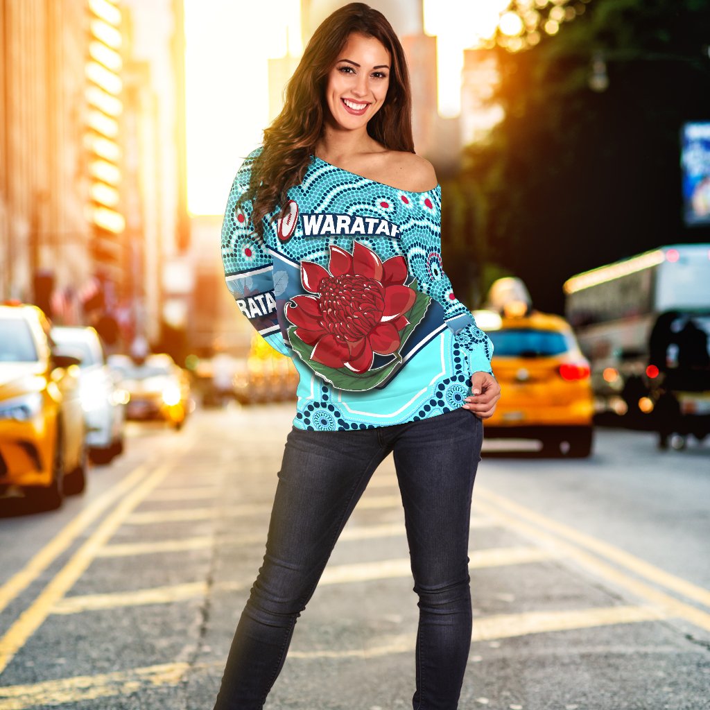 New South Wales Rugby Off Shoulder Sweater Indigenous NSW - Waratahs - Vibe Hoodie