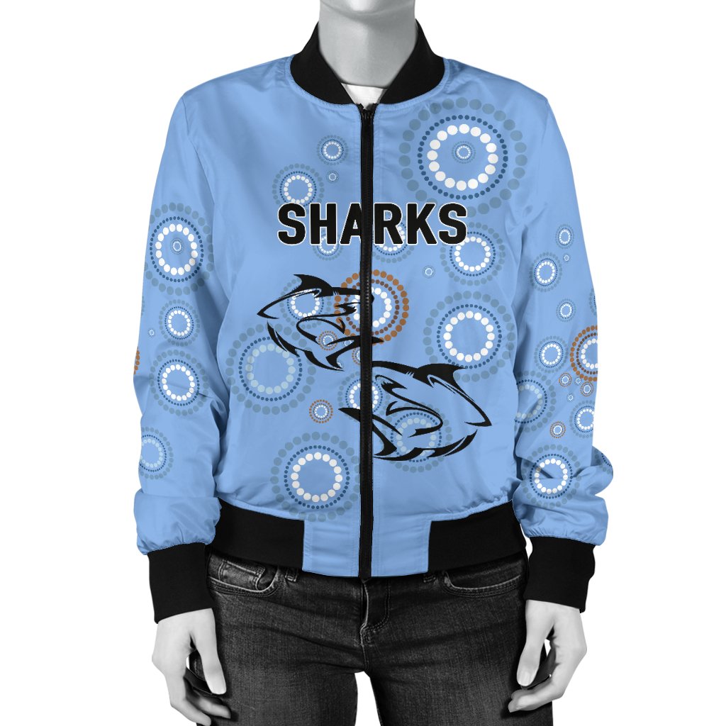 cronulla-sutherland-womens-bomber-jacket-sharks-anzac-day-unique-indigenous-2