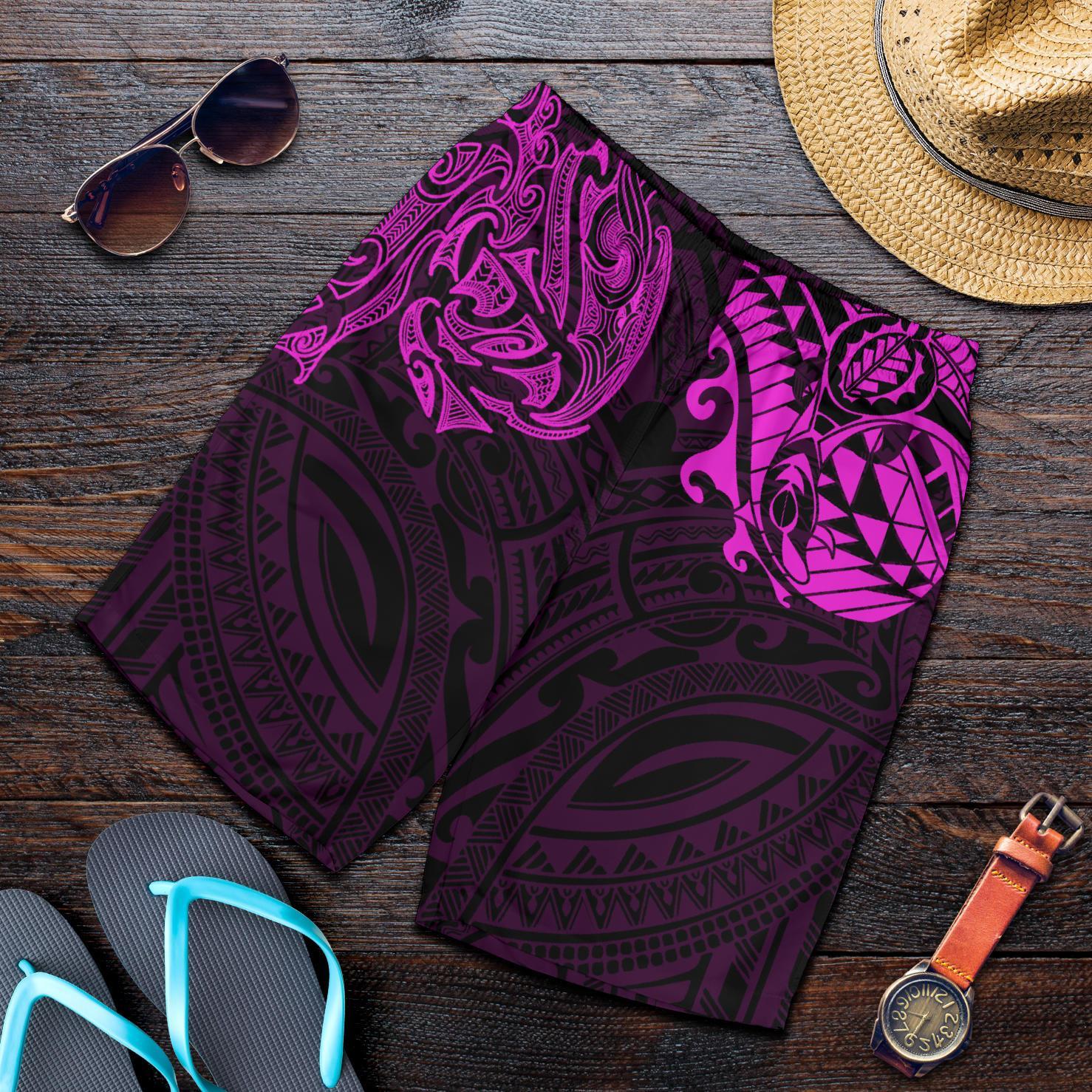 new-zealand-all-over-print-mens-shorts-maori-polynesian-tattoo-purple