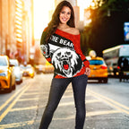 North Sydney Women Off Shoulder Sweater The Bears Sporty Style - Vibe Hoodie
