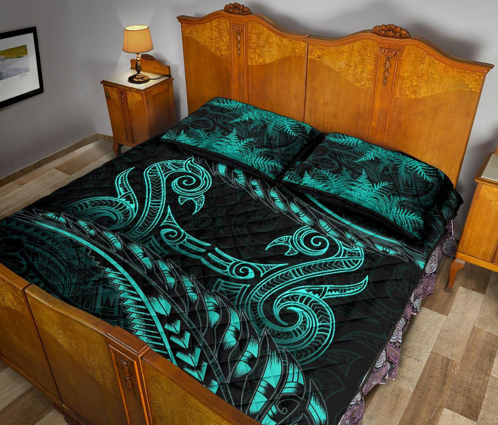 aotearoa-quilt-bed-set-turquoise-maori-manaia-with-silver-fern-1