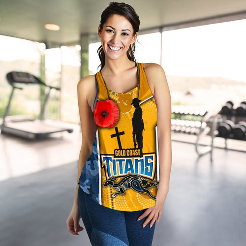 Titans Women's Racerback Tank Gold Coast Anzac Day Armor Version - Vibe Hoodie