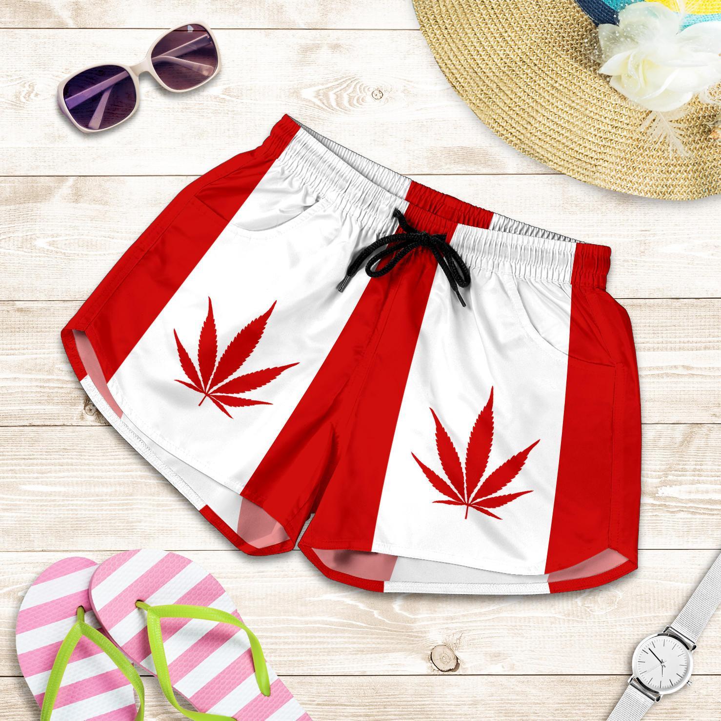 Canada Women'S Shorts Weed Flag - Vibe Hoodie