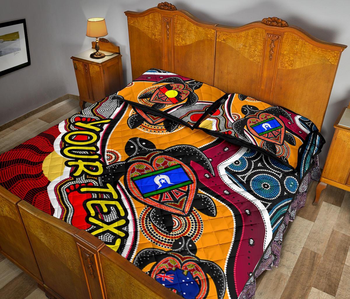 custom-1saustralia-quilt-bed-set-australia-aboriginal-dots-with-turtle-and-naidoc-flags