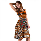 Midi Dress - Aboriginal Dot Painting Dress Ver01 - Vibe Hoodie