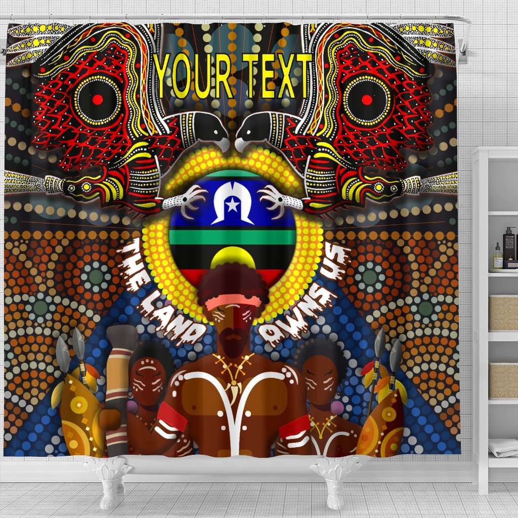 custom-text-the-land-owns-us-shower-curtain