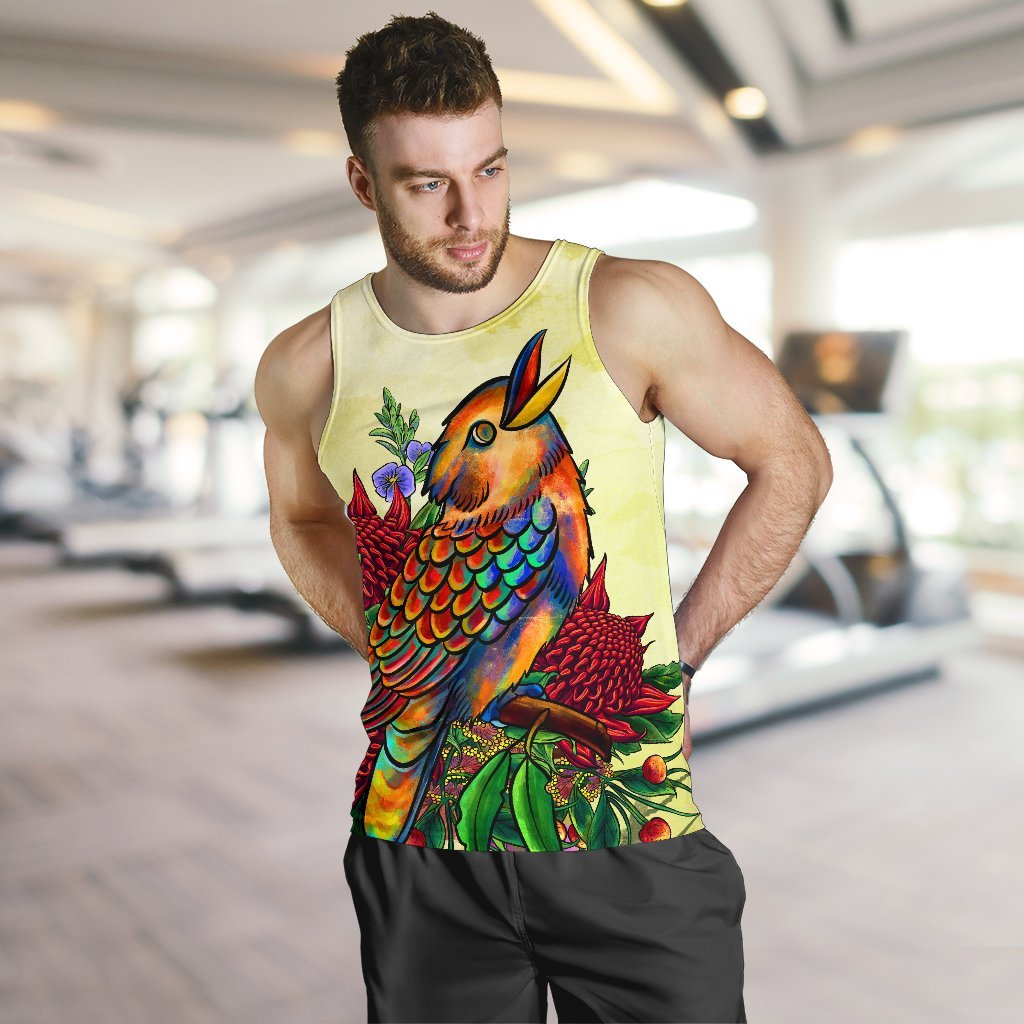 mens-tank-top-australia-kookaburra-with-waratah