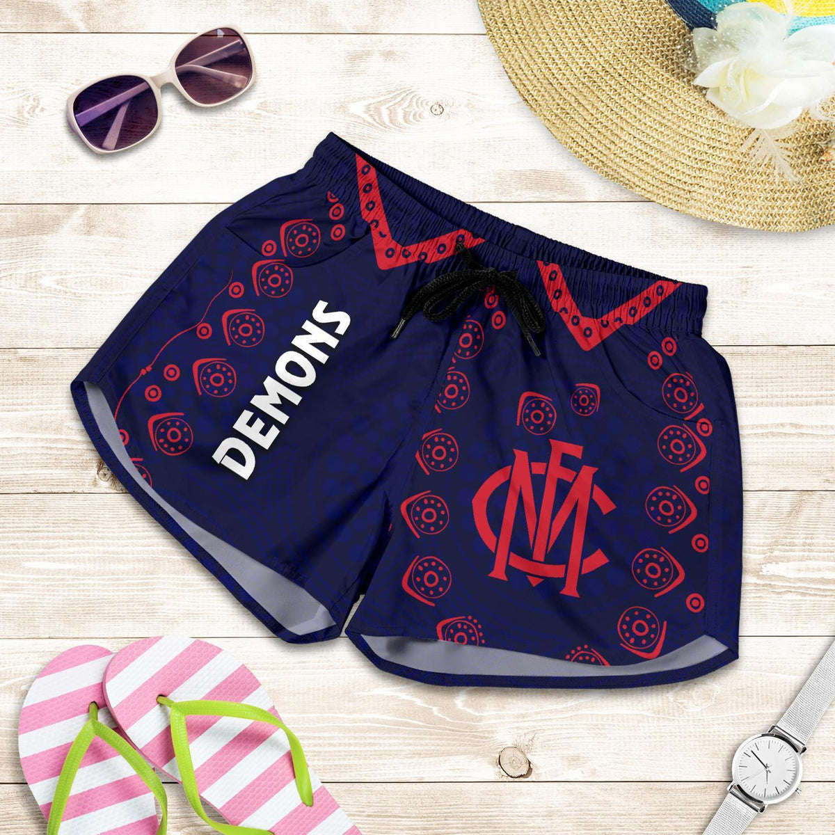 combo-racerback-tank-and-women-short-melbourne-demons-indigenous-football