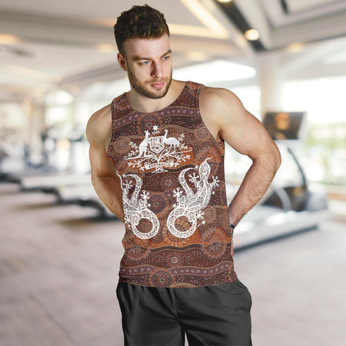 men-tank-top-australian-coat-of-arms-mens-tank-lizard-aboriginal-patterns