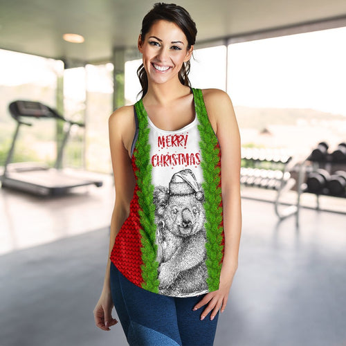 Christmas Women's Racerback Tank - Merry Christmas Koala - Vibe Hoodie