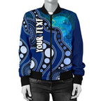 custom-text-aboriginal-womens-bomber-jackets-australia-indigenous-flag-circle-dot-painting-art-blue