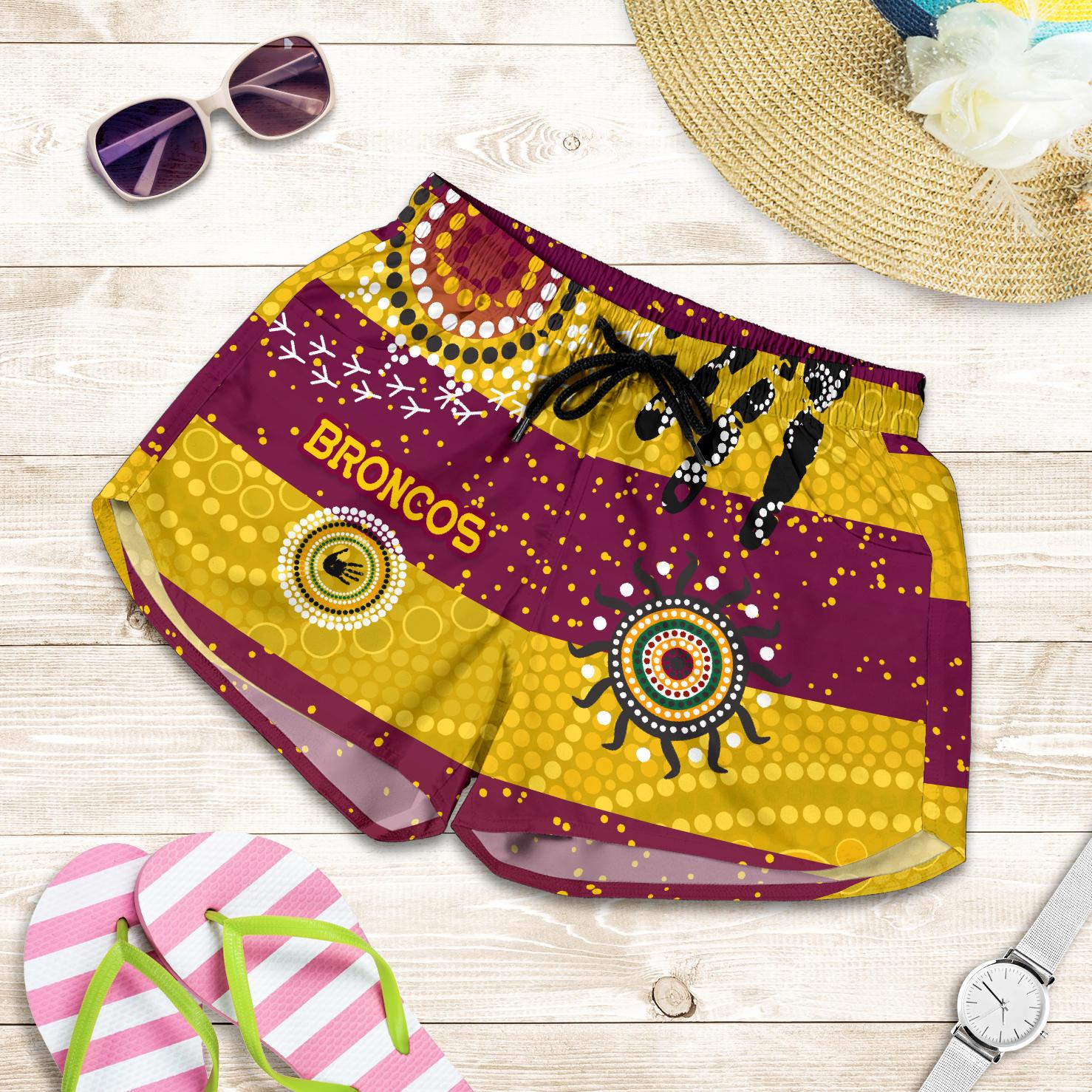Brisbane Broncos Women Shorts Indigenous Country Style No.1 - Vibe Hoodie